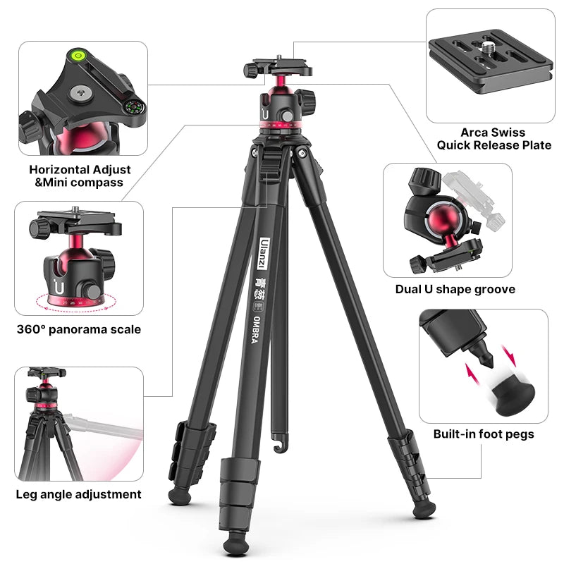 Trépied Photo Vidéo Professionnel en Aluminium pour Appareils Polyvalents