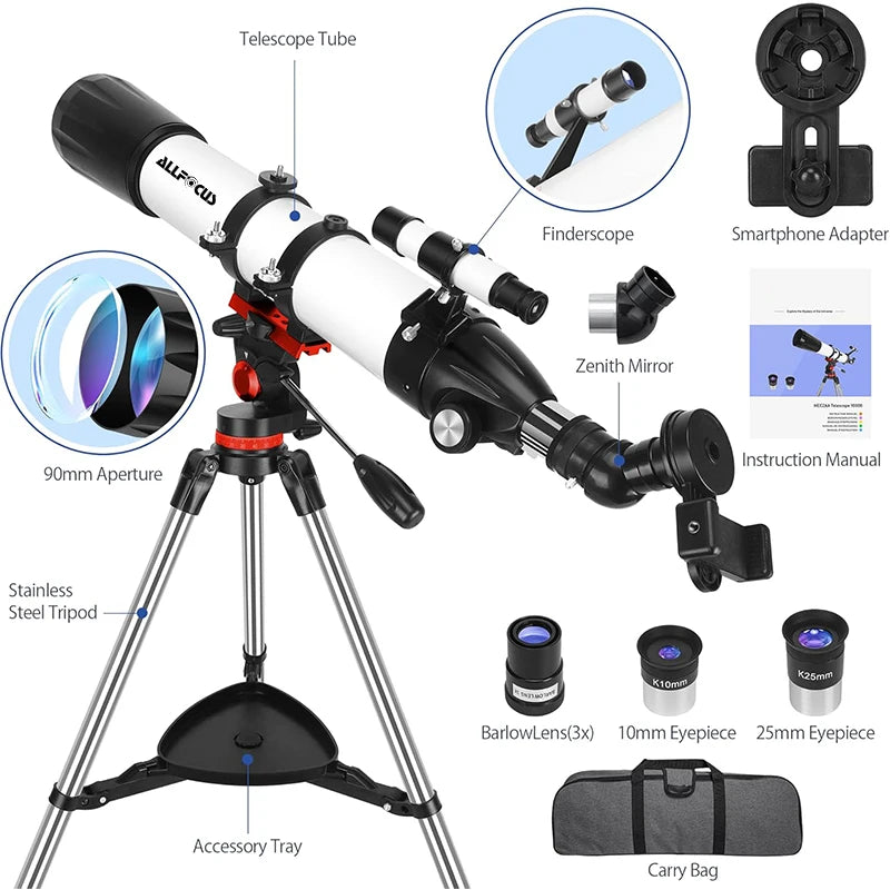 Télescope Astronomique Haute Puissance avec Large Ouverture et Trépied Stable
