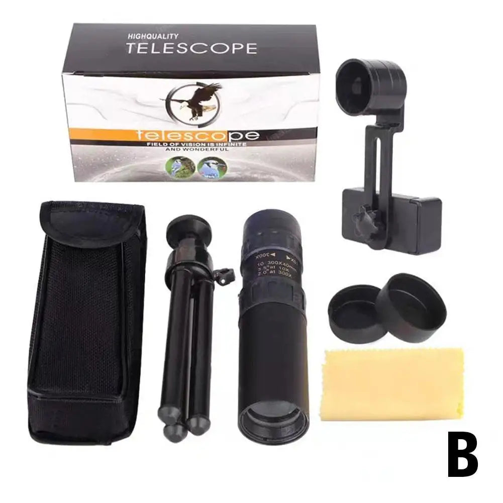 Télescope Monoculaire 10-300x avec Lentille IR et Stabilisation Avancée