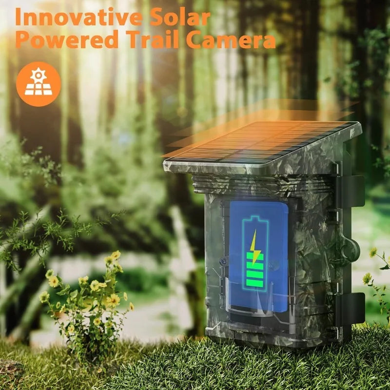 Caméra de Chasse H-201 - 30MP Vision Nocturne Infrarouge avec Panneau Solaire Intégré