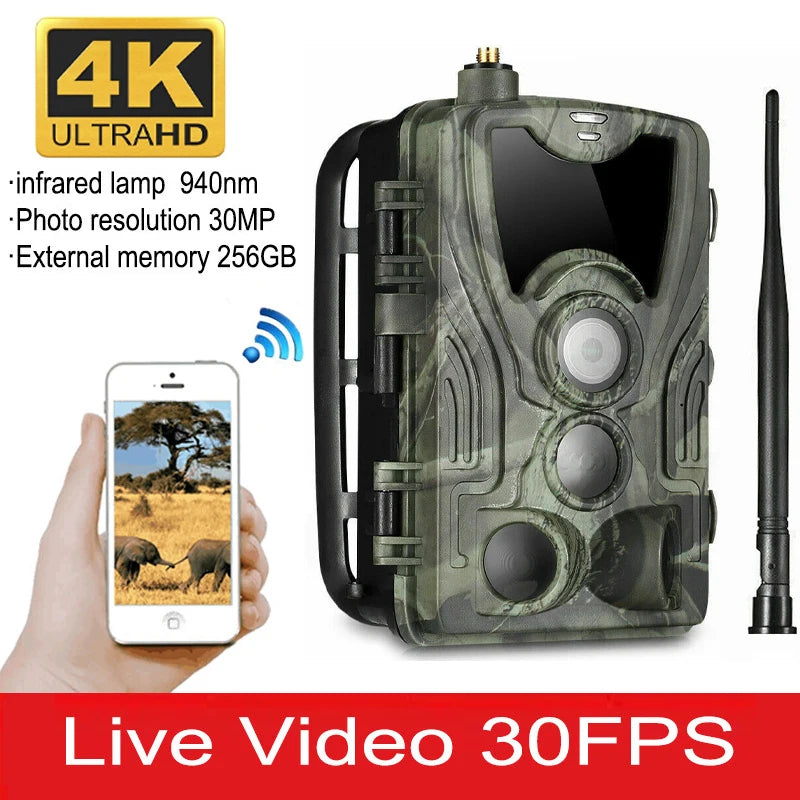 Caméra de Chasse 4G 36MP 4K avec Vision Nocturne et Contrôle APP