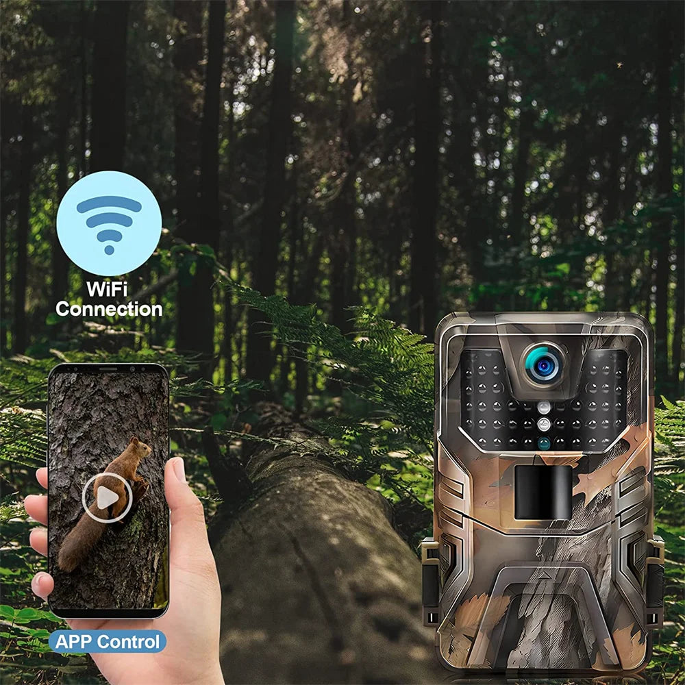 Caméra de Chasse 4K avec Vision Nocturne Infrarouge et Capteur WiFi