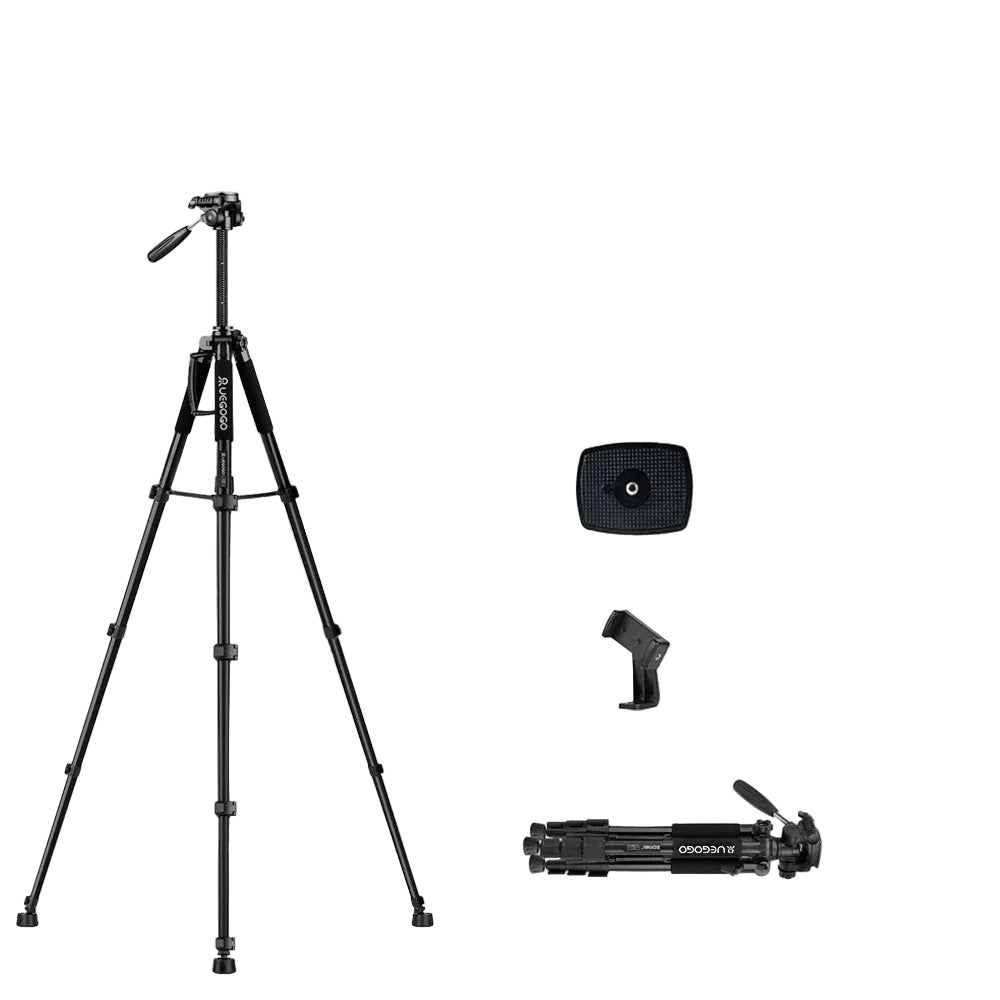 Trépied Professionnel Q188 - 187cm pour Caméra, Jumelles et Téléphone 360°