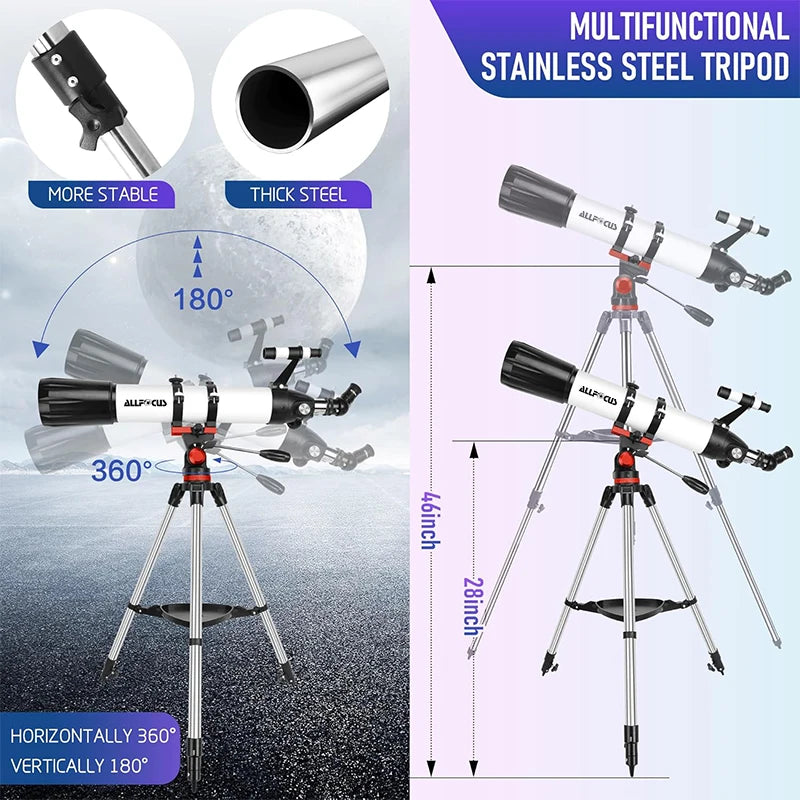 Télescope Astronomique Haute Puissance avec Large Ouverture et Trépied Stable