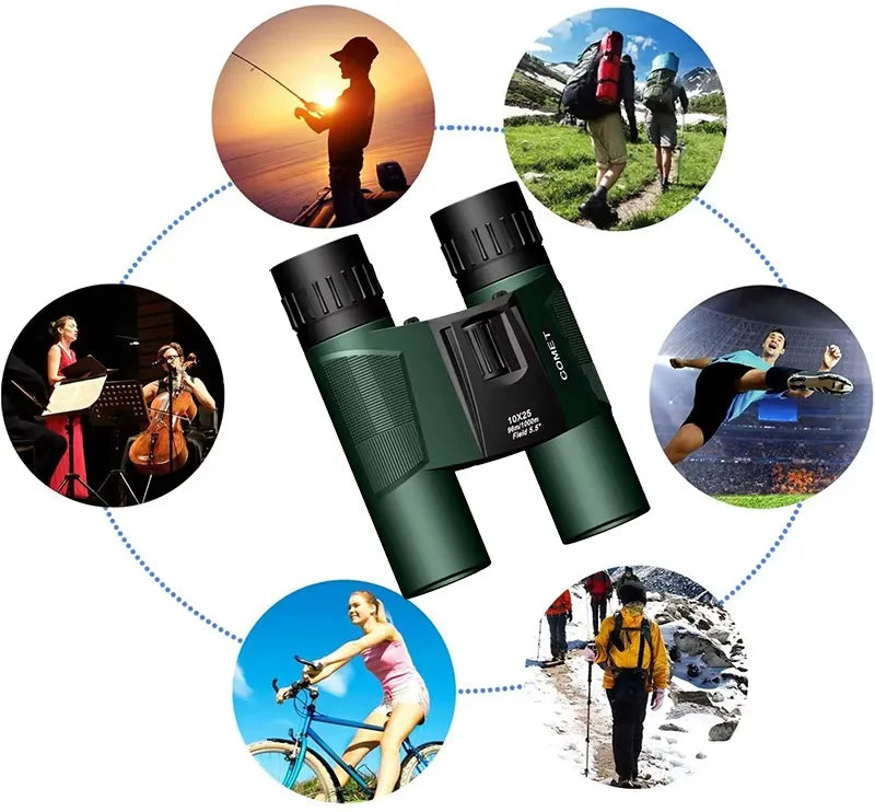 Jumelles Compactes 10X25 Légeres et Pliables pour Observation d'Oiseaux