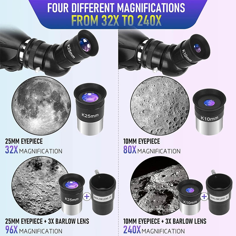 Télescope Astronomique Haute Puissance avec Large Ouverture et Trépied Stable