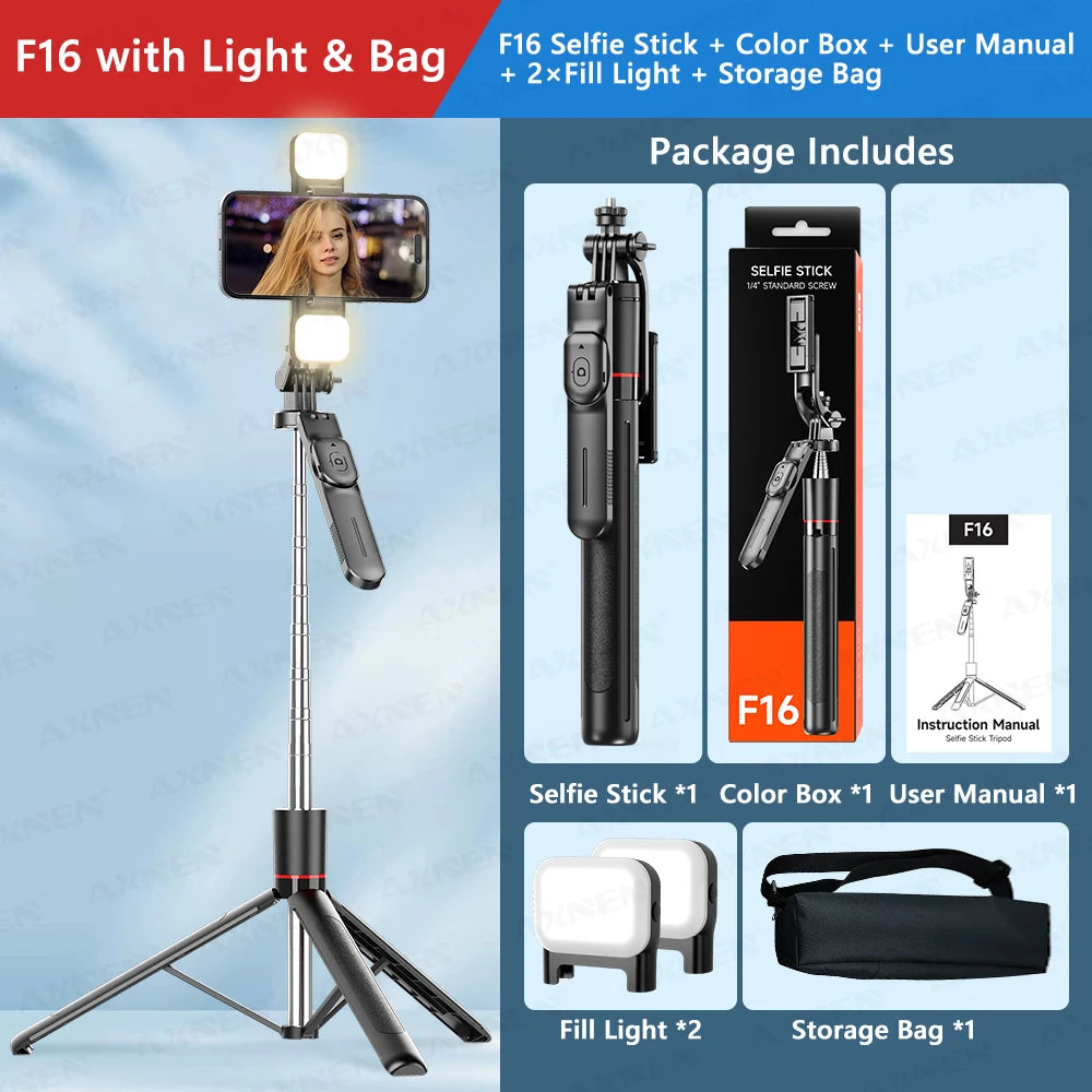 F16 Selfie Stick Trépied : Capture Panoramique 360° et Télécommande Bluetooth