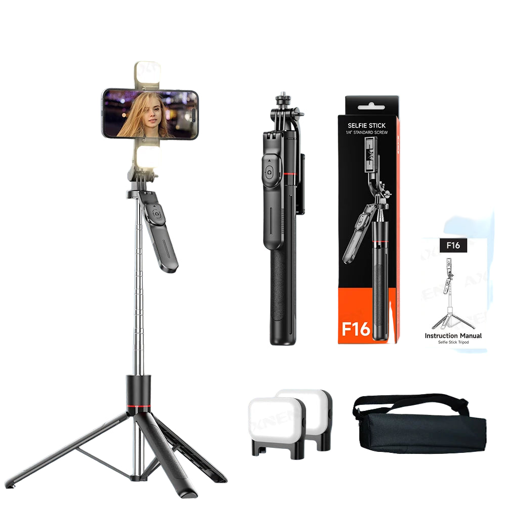 F16 Selfie Stick Trépied : Capture Panoramique 360° et Télécommande Bluetooth