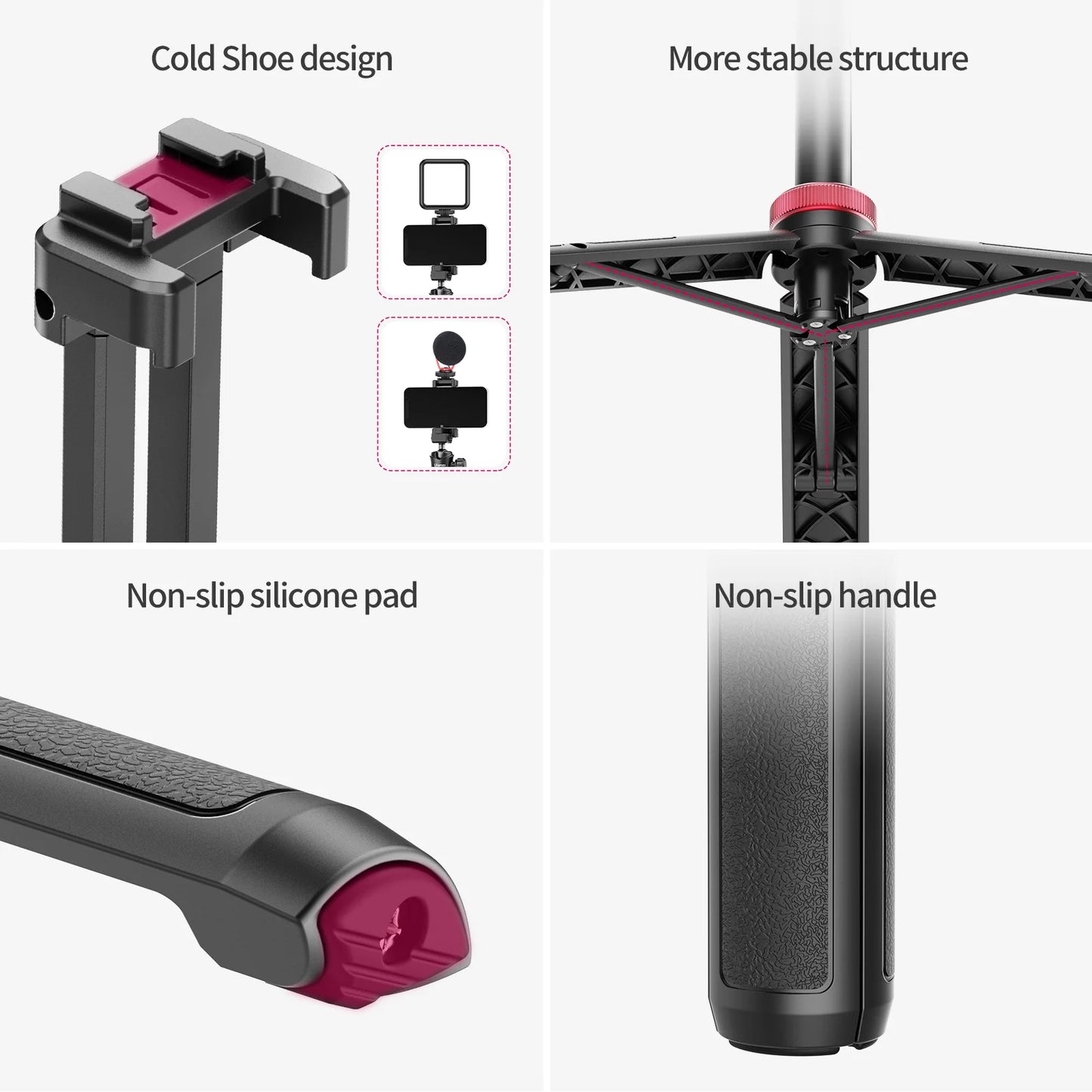Support Trépied Polyvalent pour Selfies et Vidéo avec Fixation Téléphone