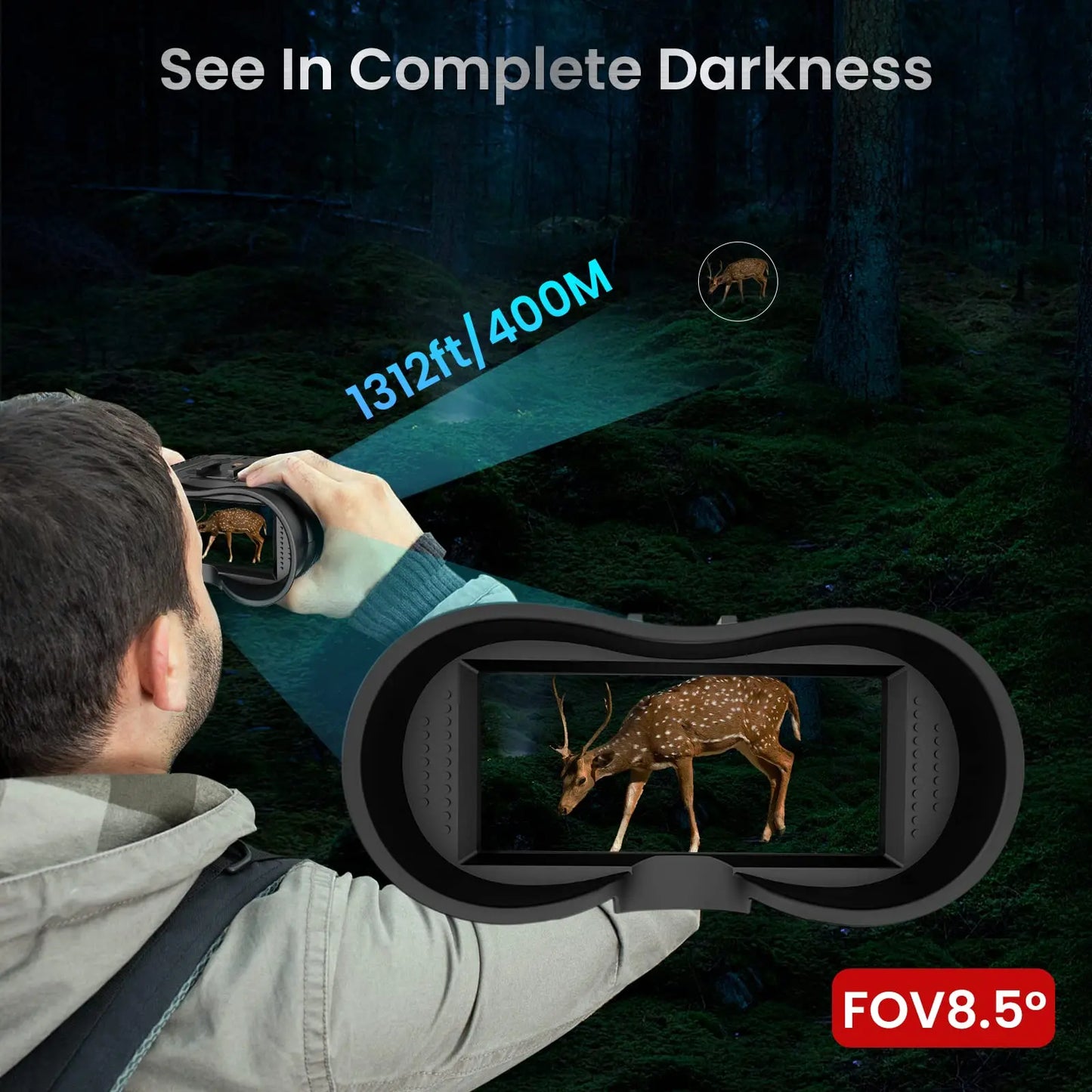 Jumelles Vision Nocturne NV8160 avec Zoom Digital et Casque Tactique
