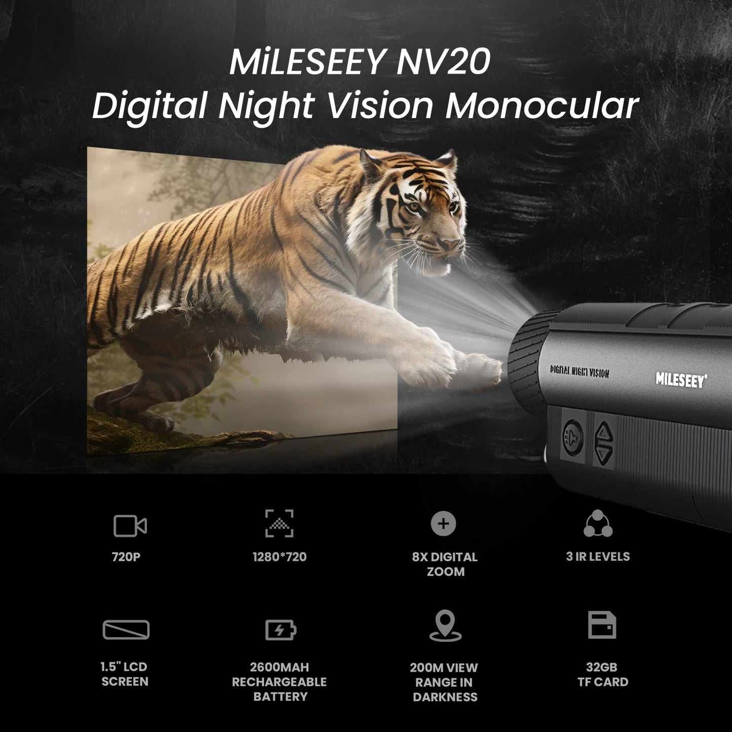 Jumelles Vision Nocturne Avancée avec MILESEEY NV20 Télémètre Intégré pour Chasse et Observation