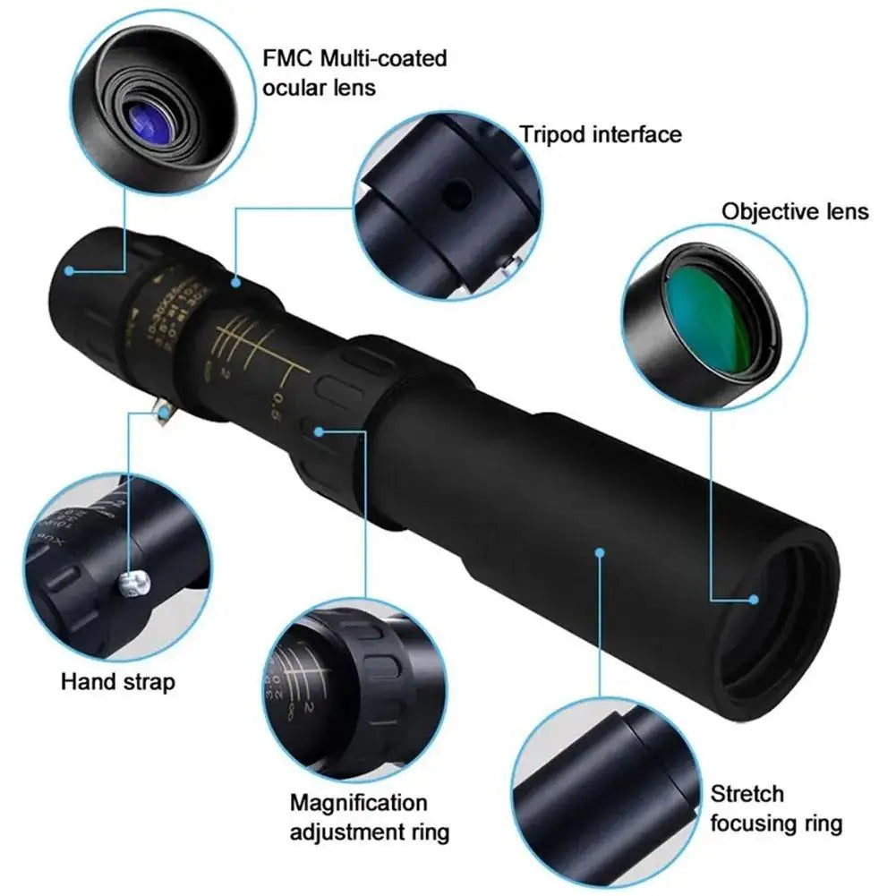 Télescope Monoculaire 10-300x avec Lentille IR et Stabilisation Avancée