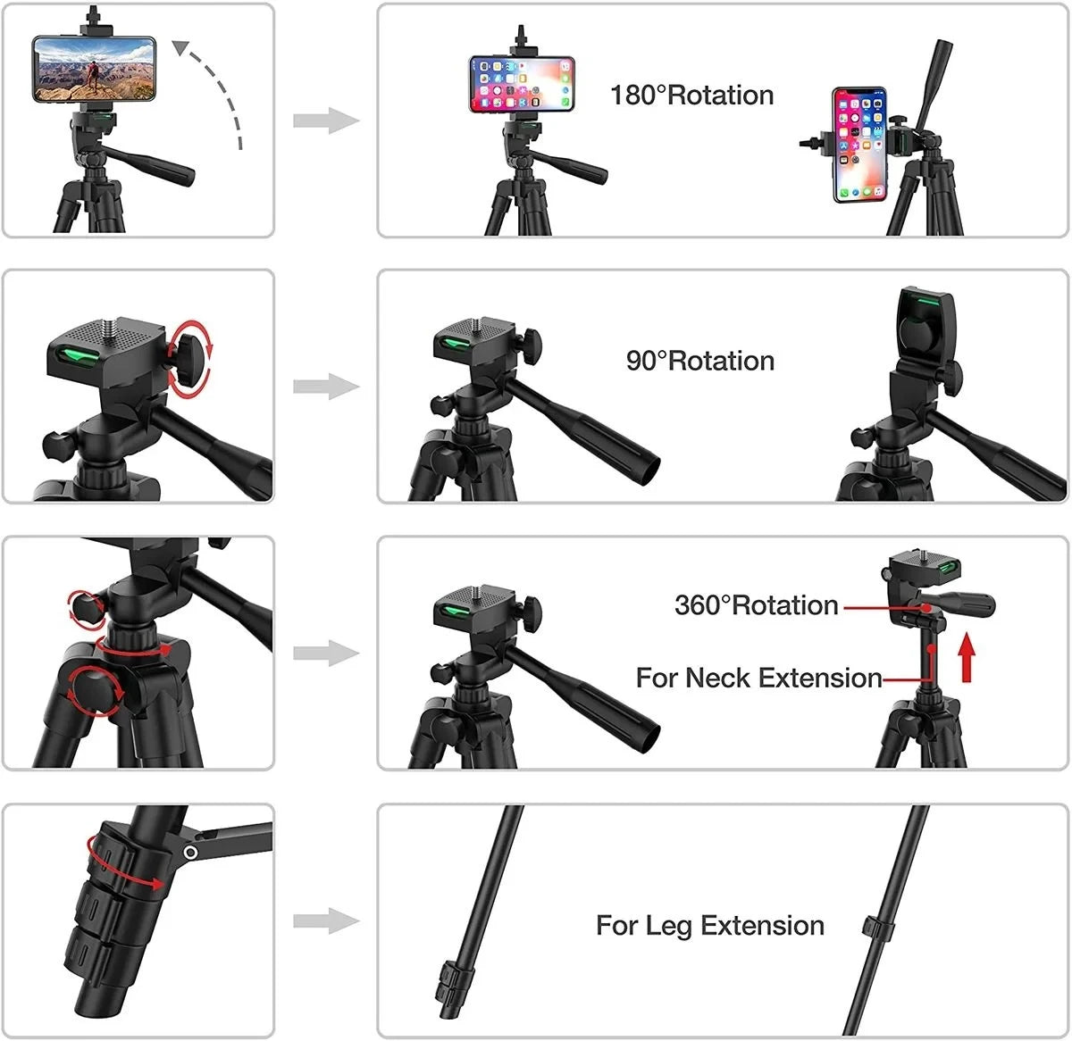 Trépied Photo Universel avec Télécommande Bluetooth et Support Léger pour Smartphone