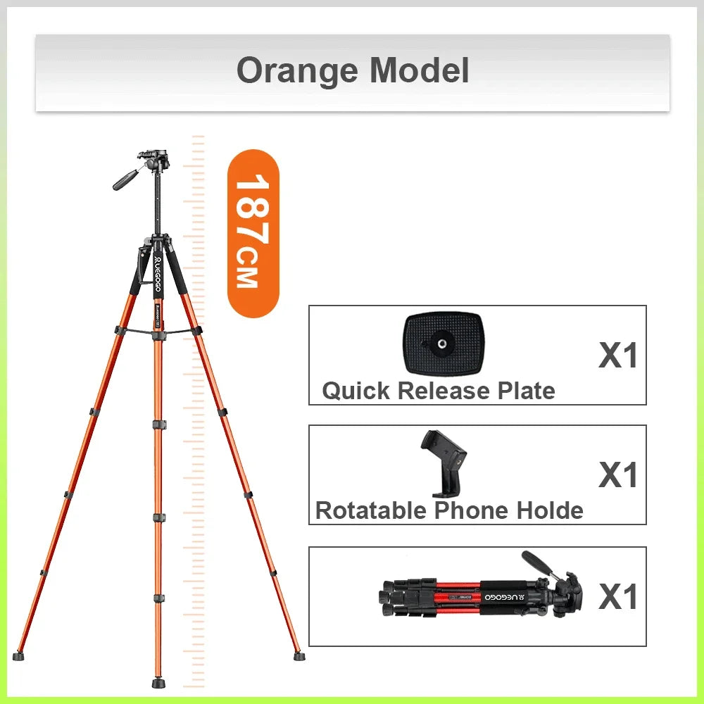 Trépied Professionnel 187cm pour Caméra, Jumelles et Téléphone 360°
