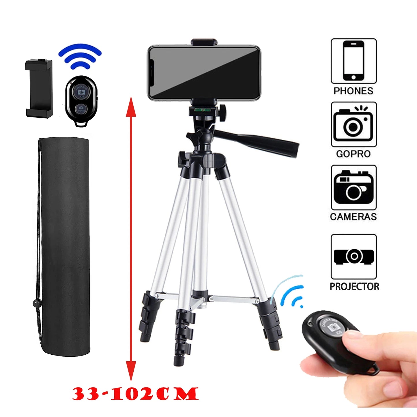 Trépied Photo Universel avec Télécommande Bluetooth et Support Léger pour Smartphone