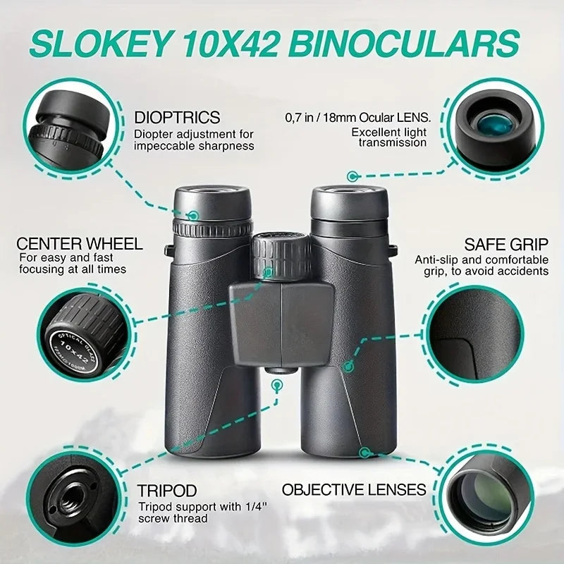 Jumelles Compactes 10x42 pour Randonnée et Observation Longue Distance