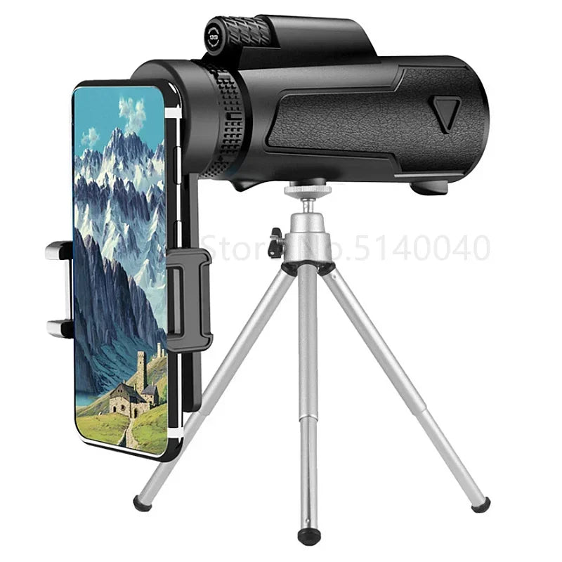 Monoculaire HD 12x50 Étanche avec Trépied et Clip Téléphone