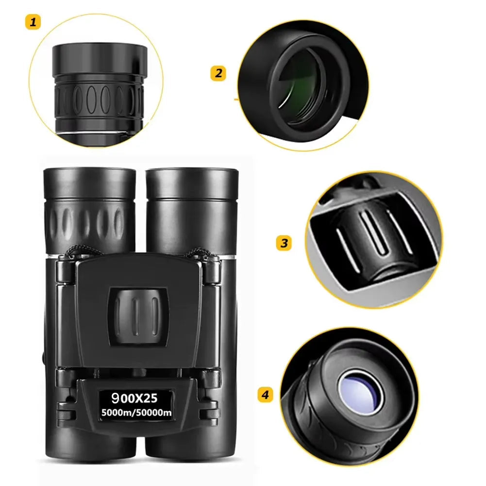Jumelles Compactes 900x25 HD Zoom Puissantes pour Observation Longue Distance Outdoor