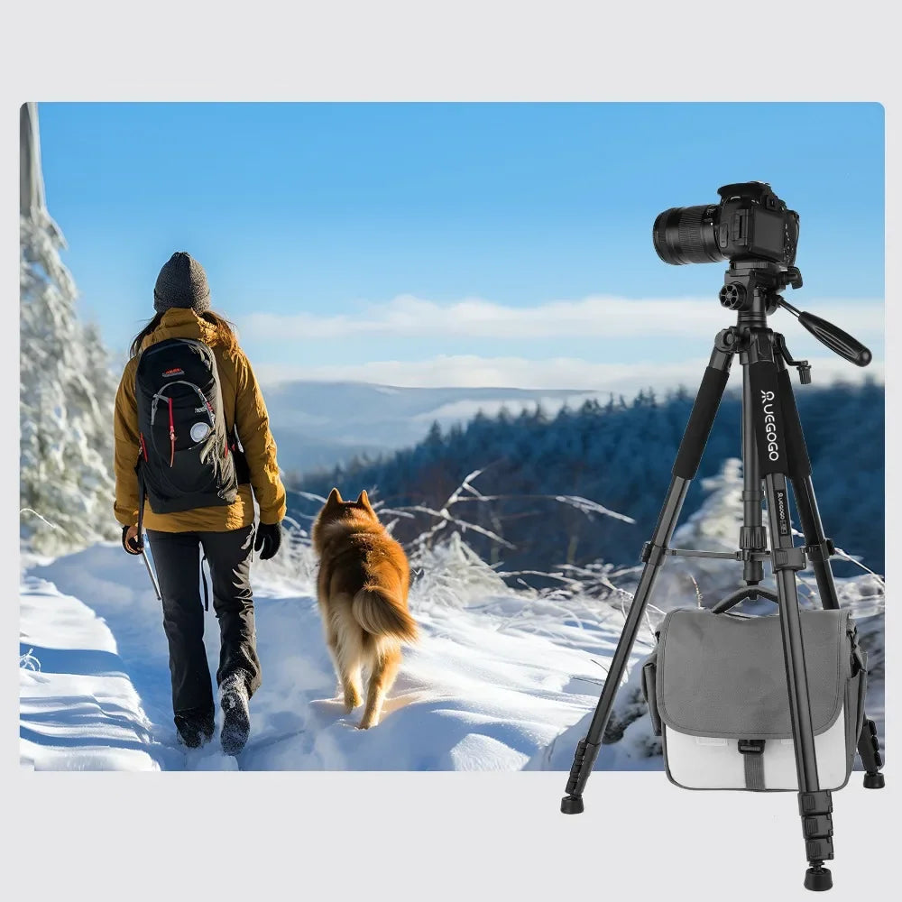 Trépied Professionnel Q188 - 187cm pour Caméra, Jumelles et Téléphone 360°
