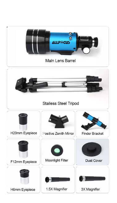 Télescope Réfracteur 150X avec Objectif 70mm et Support Smartphone