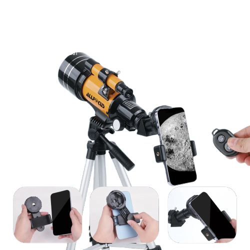 Télescope Réfracteur 150X avec Objectif 70mm et Support Smartphone