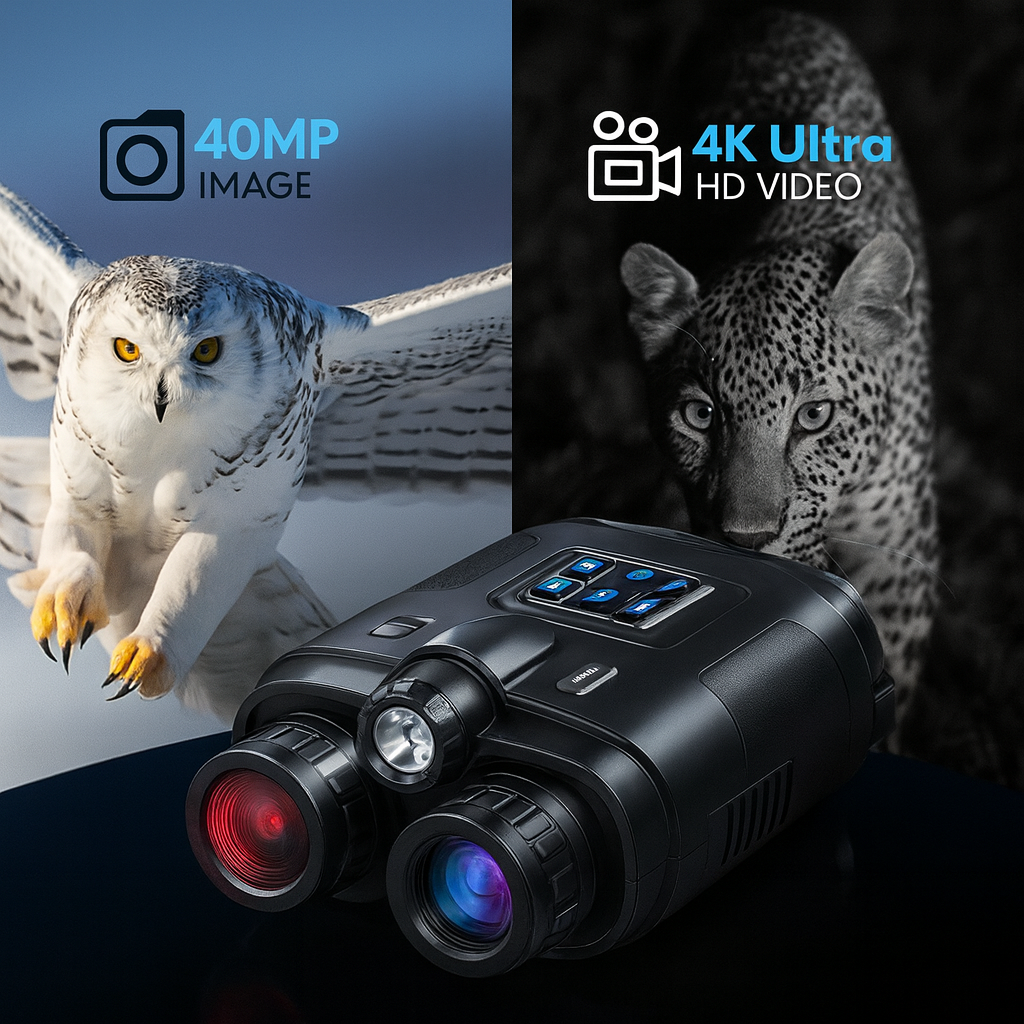 Jumelles Vision Nocturne 4K avec Zoom Numérique 8X et Capteur Infrarouge