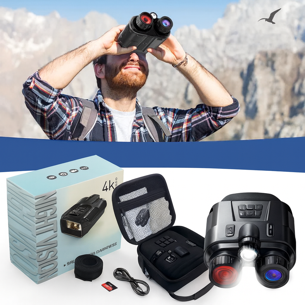 Jumelles Vision Nocturne 4K avec Zoom Numérique 8X et Capteur Infrarouge