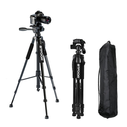 Trépied en Aluminium 55” avec Tête Panoramique pour Appareils Photo et Smartphones