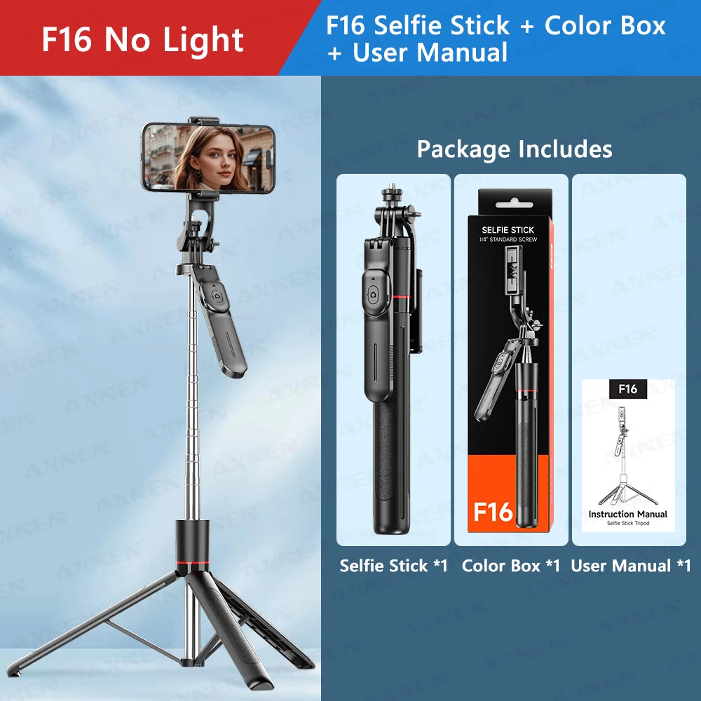 F16 Selfie Stick Trépied : Capture Panoramique 360° et Télécommande Bluetooth