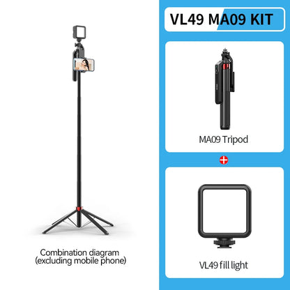 Trépied Selfie Stick 1.8m avec Tête Panoramique et Télécommande