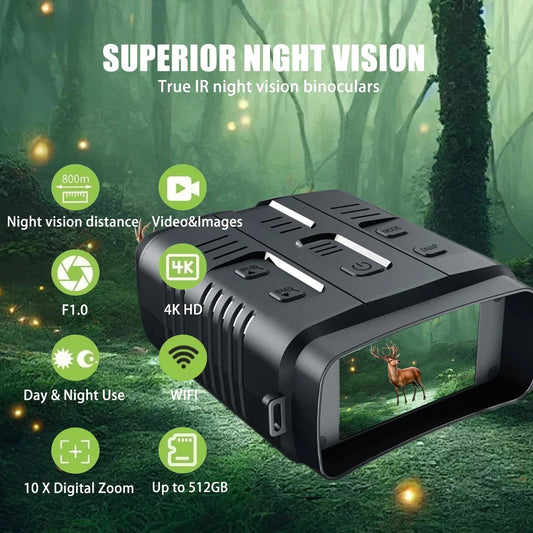 Jumelles de Vision Nocturne 4K avec Zoom Numérique et Infrarouge Puissant