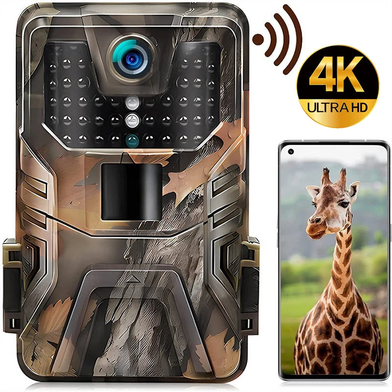 Caméra de Chasse 4K avec Vision Nocturne Infrarouge et Capteur WiFi