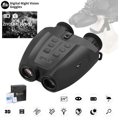 PVS-32: Jumelles Vision Nocturne Numériques avec Caméra Vidéo 1080P et Zoom Puissant