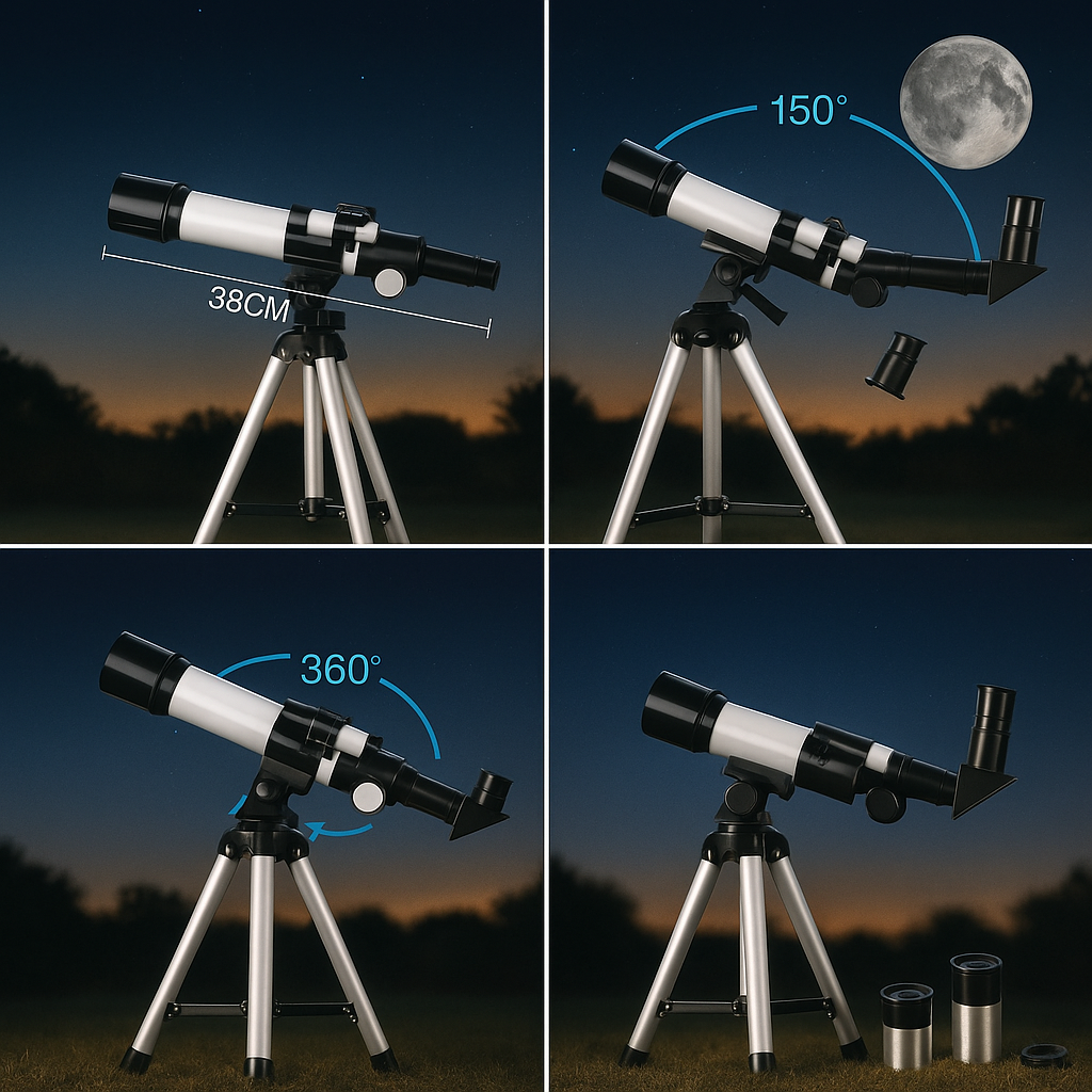 Télescopes pour enfants, télescope astronomique scientifique réglable 20X/30X/40X pour enfants débutants astronomie observation des étoiles, avec oculaires trépied boussole Télescopes pour enfants, télescope astronomique scientifique réglable 20X/30X/40X pour enfants débutants astronomie observation des étoiles, avec oculaires trépied boussole