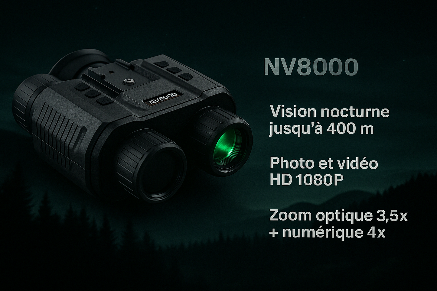 Jumelles NV8000 Vision Nocturne Professionnelles – Caméra HD 1080P, Zoom Optique & Infrarouge Haute Portée